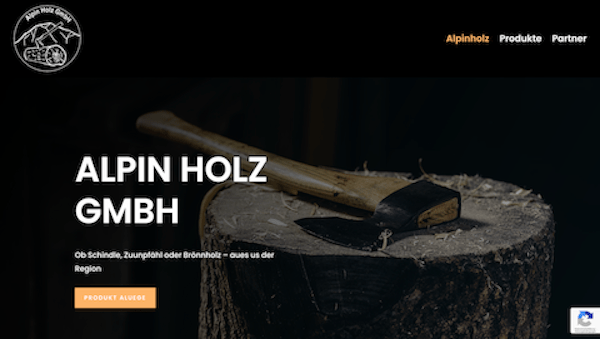 Alpin Holz GmbH - Website erstellt durch Sefinadesign.ch